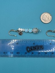Artisan Made Signed Natural Faceted White Jade Moonstone Quartz SS 925 Earrings
