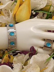 9ct London Blue Topaz Ring & Bracelet Silver 19mm Handmde Statement Jewelry Gift