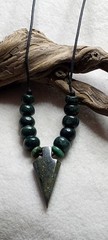 Arrowhead Serpentine with Guatemala Jade handmade necklace, hand braided.