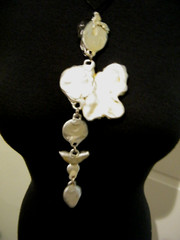 HAND CRAFTED PENDANT GLITZY LADY in 5 LINK BODY on black cord 14″drop
