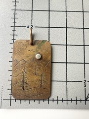 Artisan Handcrafted Copper Sterling Mountain Scenery Pendant