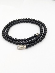 22” Handmade 925 Sterling Silver Black Onyx Bead Necklace