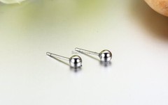 4MM Silver Round Polished Bead Ball Stud Earrings Stainless Steel European