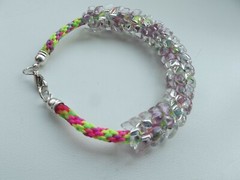 Bracelet KUMIHIMO SERPANTINE ~ 16cm (6,3″). Handmade.
