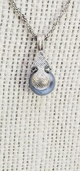 18″ Avon Silver Tone chain necklace with Gray bead Clear Rhinestone Pendant ne04