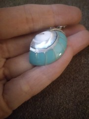 Nautilus Shell Earrings 925 Silver Frech Hooks Blue Green Bold Ocean MOP