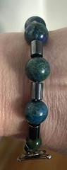 Artisan silver Hematite Azurite Gemstone beaded bracelet size 7