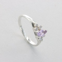Natural AMETHYST Ring with 6 CZs – Multiple Sizes – 925 STERLING SILVER #1e