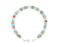 6mm Kingman Turquoise Spiny Oyster Bracelet | Heavy Sterling Silver Heishi