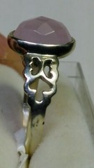 CHARMING NATURAL ROSE QUARTZ IN .925 STERLING SILVER RING SIZE 8.25-8.5!