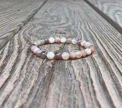 Natural Mixed Moonstone Gemstone Crystal Stretch Bracelet w/ 6mm Beads