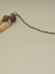Handmade Amber Beaded Necklace with Shell, Sandalwood and Yellow Turquoise