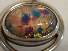 Sterling Silver Mexico Multi-Colored Stone Pendant On a 16″ Rope Chain 19.5 Gram