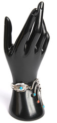 Vintage Southwestern Hand Crafted Fork Link Bracelet w/Turquoise & Coral Accents