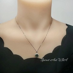 Large Round Peridot Necklace – Sterling Silver Halo 10 mm 4 CT Princess Diana