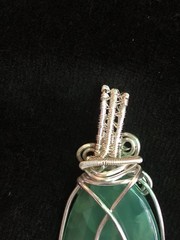 SA1005 – Wire Wrapped Green Dragon Vein Agate Marquise Pendant