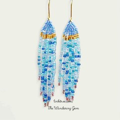 Boho Chic Beaded Fringe Cascade Shoulder Duster Dangle Earrings 3.5″