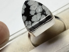 ATTRACTIVE NATURAL SNOW FLAKE OBSIDIAN IN STERLING SILVER 925 RING SIZE6.75-7.0