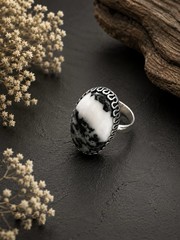 White Buffalo Turquoise Gemstone Sterling Silver Ring Sz 8.25