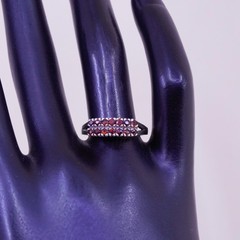 Size 8, vermeil gold over Sterling silver engagement ring 925 band cluster ruby
