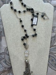 LULA N LEE WOMEN LONG NECKLACE GRAY QUARTZ 24″ INCHES LONG NEW