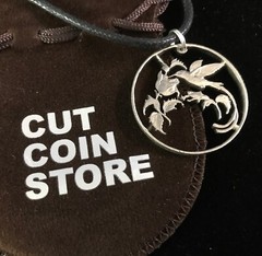 Hummingbird Cut Coin Jamaica Quarter Jewelry Pendant by the Coinmon