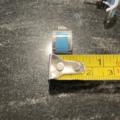 Sterling 925 Silver & Turquoise Half Hoop Earrings Thailand SU Pierced Post Back