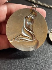 Vintage Rare Coin silver Denmark Georg Jensen Pewter Mermaid Coins Necklace