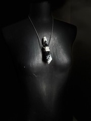 Moonstone black tourmaline crystal necklace pendant talisman statement jewelry