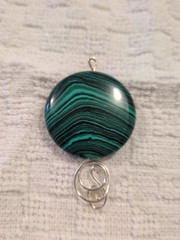 Handmade Malachite Pendant with Silver Wire Wrap