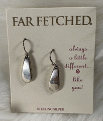 NEW Vintage FAR FETCHED Sterling Silver Teardrop Earrings .925 Silver NWT