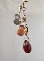 Faceted Gemstone Briolette Gold Filled Dangle Earrings Garnet Topaz Quartz