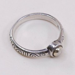Sz 7 Vtg Brighton Sayan Sterling Silver Handmade Ring, 925 Band W/ Swirly