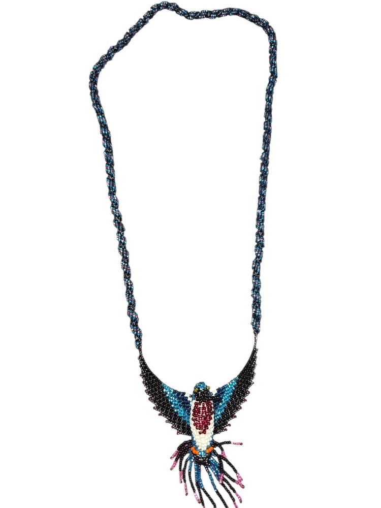 Handcrafted Bird Beaded Necklace – Intricate Statement Jewelry, Vibrant Artisan