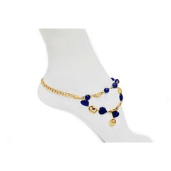 Unique Love Hearts 18k Gold Plated Anklet / 11″ Blue Crystal Love Hearts