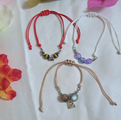 Handmade Multicolor Beaded Adjustable Cord Bracelet Dangle Charm Bohemian