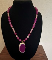 Pink Agate Handmade Necklace 20 inches Long