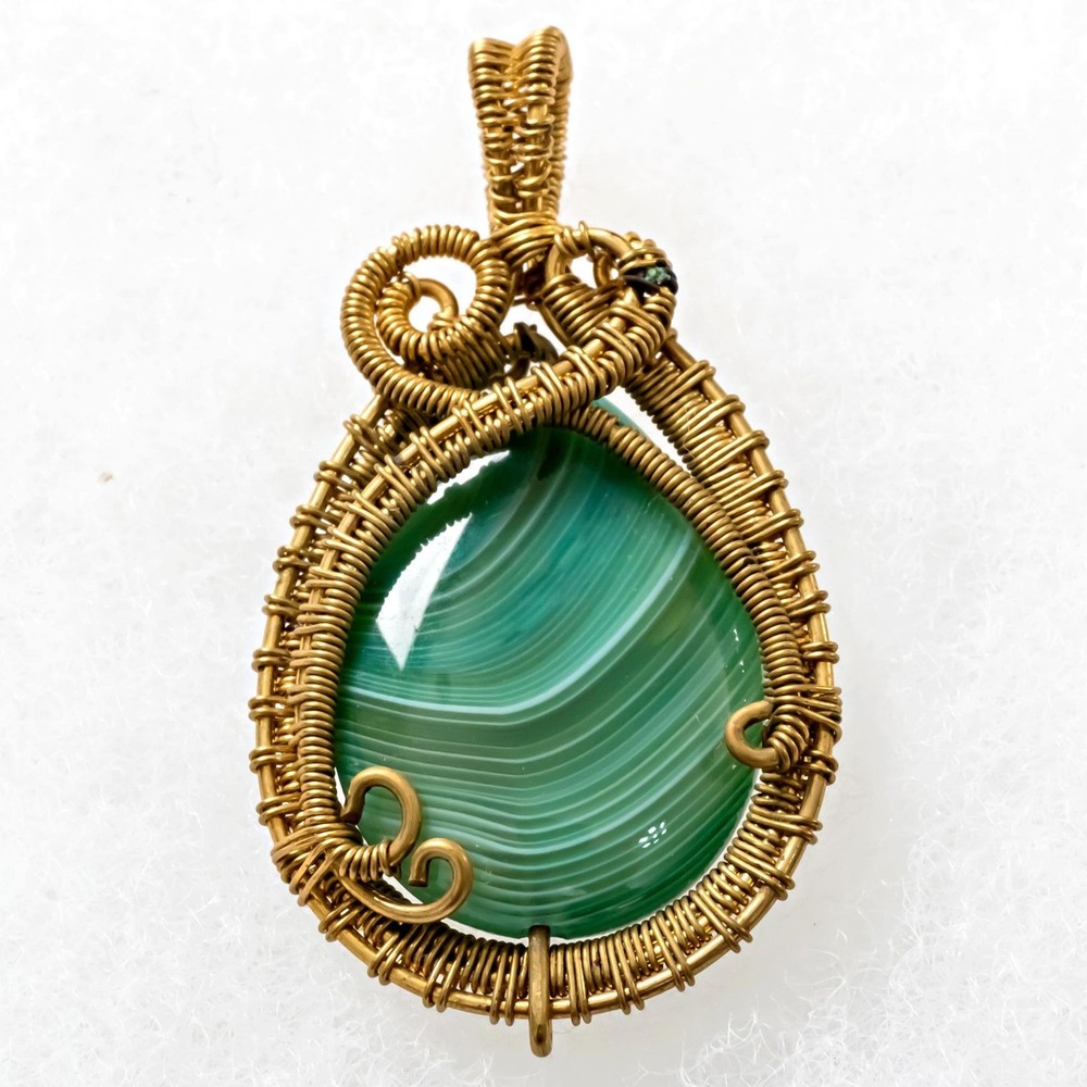 Wire-Wrapped 14/20 Gold-Filled Malachite Pendant