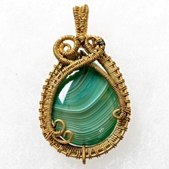 Wire-Wrapped 14/20 Gold-Filled Malachite Pendant