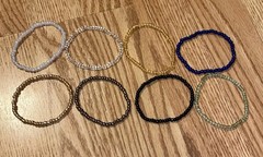 Lot of 8 Handmade Glass Seed Beaded Bracelets Various Colors