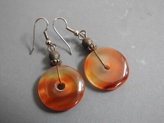 transluscent AGATE EARRINGS pierced dangles beautiful clear orange/beige