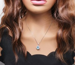 Large Teardrop Aquamarine Necklace – Sterling Silver 3 CT Blue Aquamarine