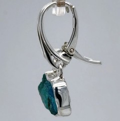 Natural Raw Cut Blue APATITE Earrings Rough Cut – 925 STERLING SILVER #901-13e