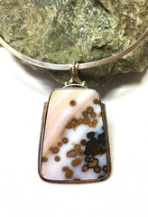 Very rare stone – Natural Polka Dot Agate, Sterling Silver Big Handmade pendant