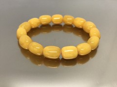AMBER BRACELET Gift Egg Yolk Barrel Beads Yellow Natural Baltic Amber 12,8g10540