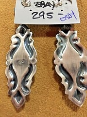 Sterling Silver .925 Navajo artist Yazzie Kingman Turquoise .75 x 2.75 Earrings
