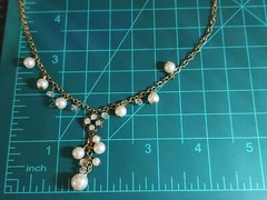 Clara Beau Gold Tone Faux Pearl Beads Crystal Flower Dainty Necklace