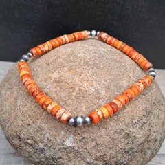Sea Sediment Jasper Heishi Bracelet Sterling Silver Navajo Pearl Southwestern