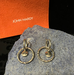 💕John Hardy 925 Sterling Silver Small Hoop Circle Drop Earrings EUC!