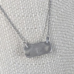 Sterling Silver Native American Natural Green Turquoise Bar Necklace Hallmark AL
